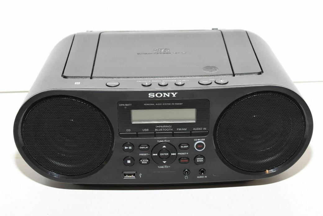 SONY ZS-RS60BT CD Radio Bluetooth Boombox AUX In Personal Sound System ZARS60BT