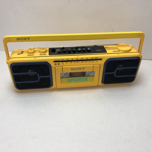 Vintage 80s Sony Sports Yellow CFS 950 Boombox Cassette Radio Recorder As Parts