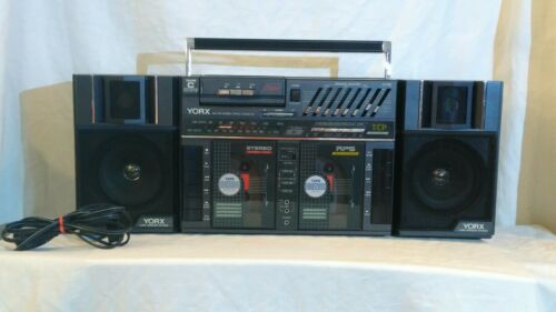 Rare Vintage Yorx BP1000 Triple Cassette Boombox Radio Cassette Player w walkman