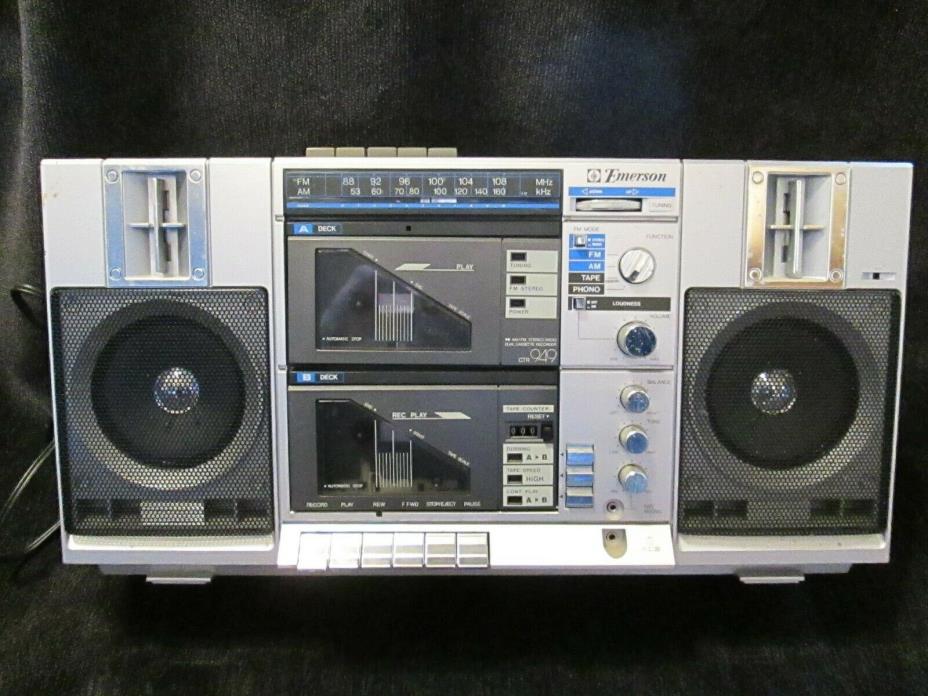 Vintage Boom Box Emerson CTR 949 Dual Cassette AM FM Ghetto Blaster