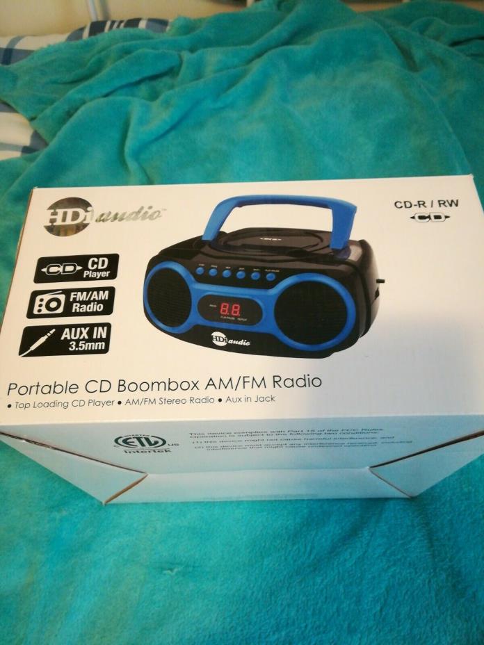 Hdi Audio CD Boombox AM/FM Radio Black and Blue Colors, Programmable, With Cord