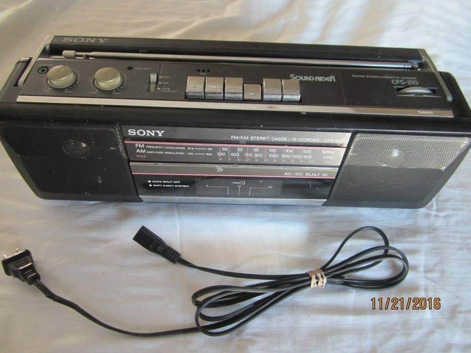 Sony CFS - 210 SoundRider AM/FM Stereo Cassette - corder With Power Cord  Black