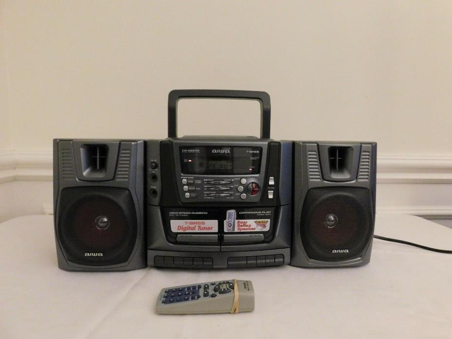 AIWA CA-DW539 Portable Boombox with CD Player, AM/FM Radio, & Dual Cassette Deck