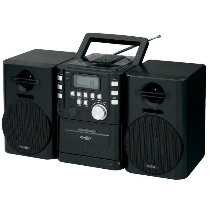 JENSEN Radio Portable CD Music System Cassette FM Stereo Detachable Speakers