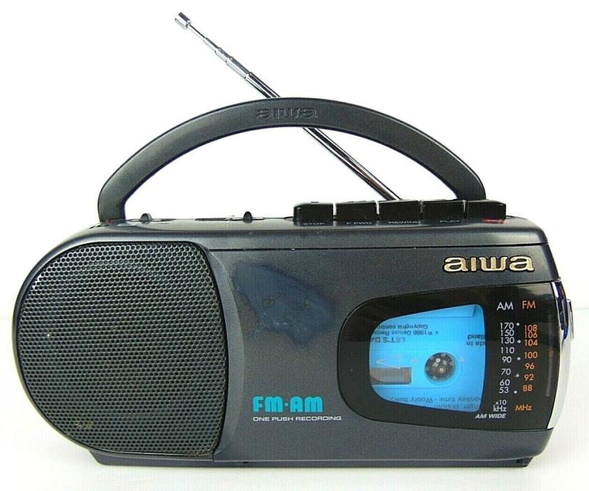 AIWA RM-P3W AM/FM Radio Cassette Player 10” Mini Ghettoblaster Tested VTG
