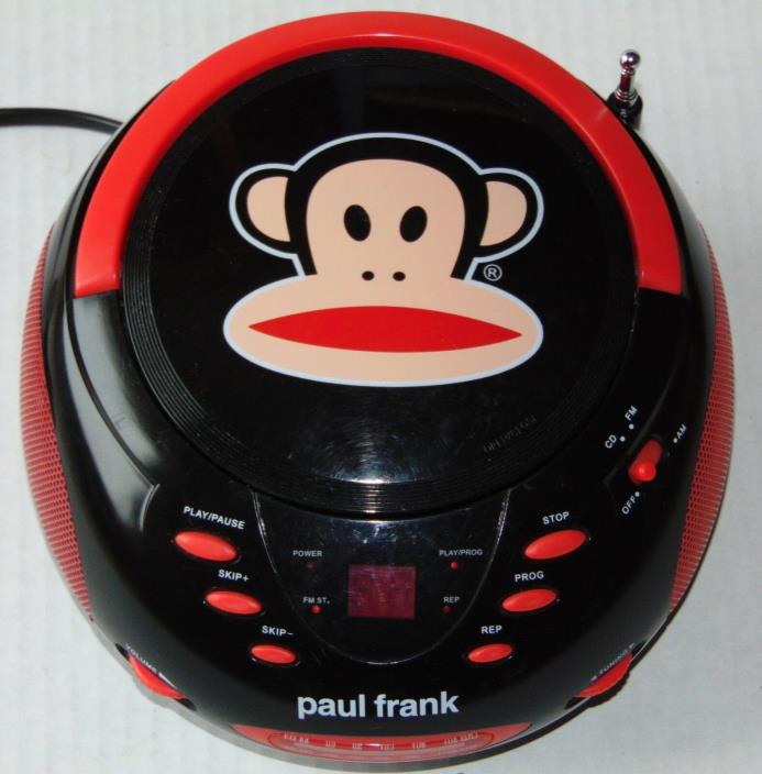 Paul Frank Portable CD Player AM FM Stereo AC/Battery Power Monkey Boombox EUC