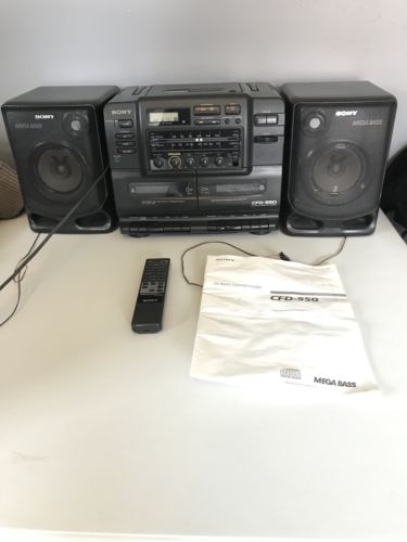 Vintage Sony CFD-550 Boom Box Mega Bass CD Radio Cassette-Corder Remote Manual