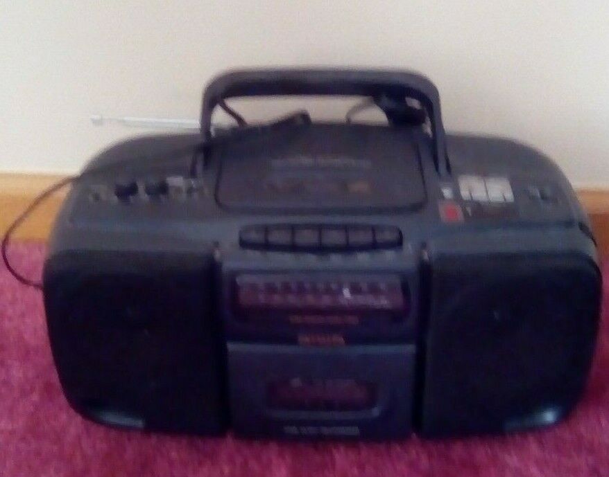 Portable AM/FM Boombox with CD and Cassette Player