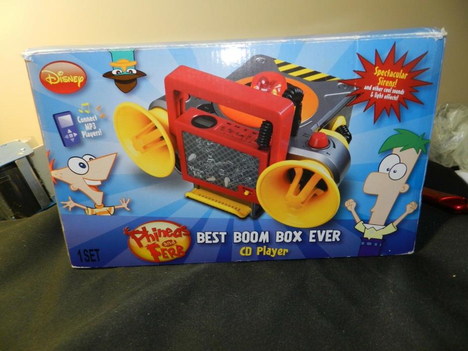 Disney Phineas And Ferb CD Player Connect MP3 Boombox Light & Sound Effects