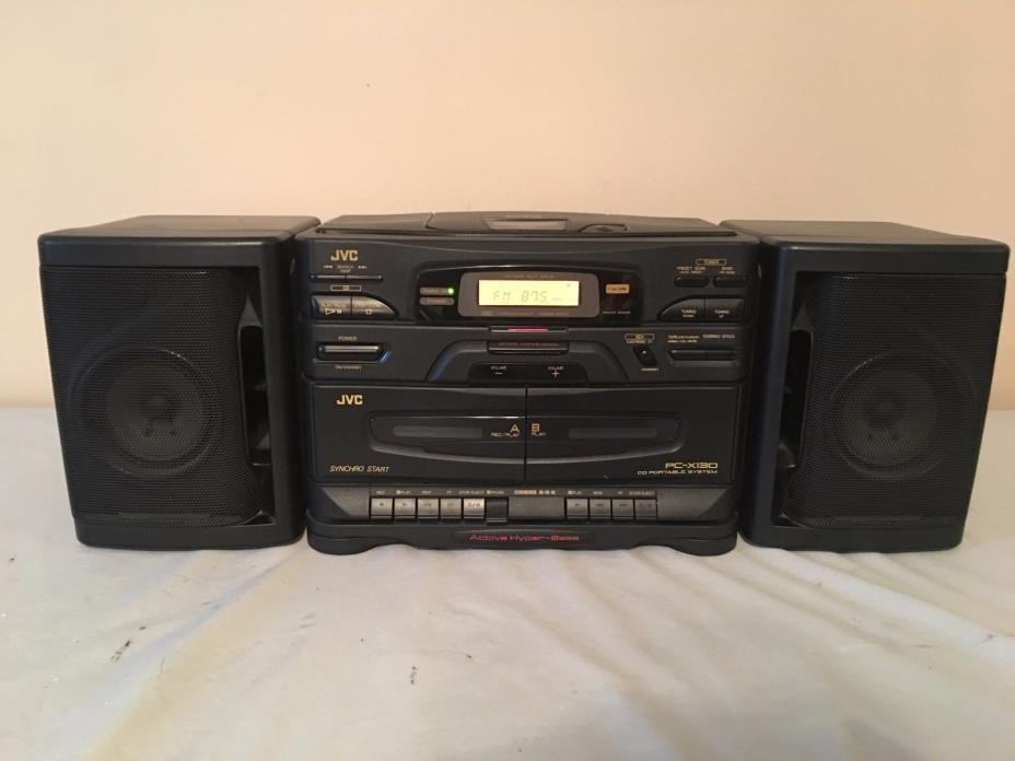 JVC PC-X130 AM/FM Radio CD Cassette Ghetto Blaster Boombox w Detachable Speakers