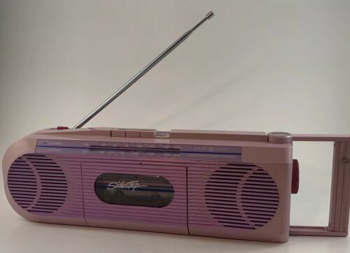 Pink Boombox GE Sidestep 1980's Vintage Radio Cassette Tape Working w Headp