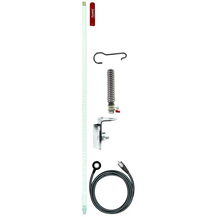 FIRESTIK FG2648 NO-GROUND PLANE CB ANTENNA KIT WITH A 3-WAY MIRROR MOUNT - WHITE