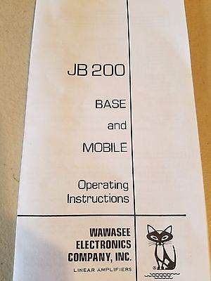 Wawasee Black Cat JB200 Operating Instructions Schematics & Schematics for JB200