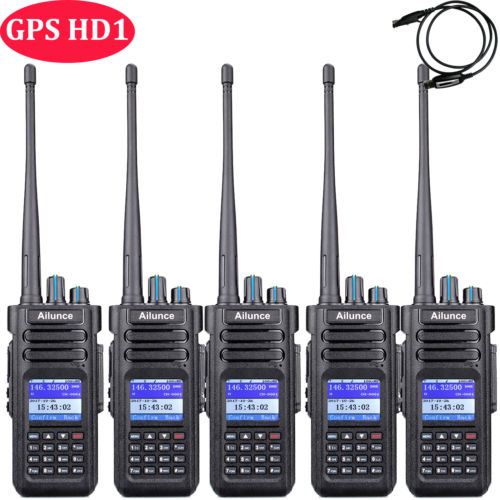 5*Ailunce HD1GPS UHF/VHF 3200mAh 3000CH Dual Band DMR Tier2 Digital Radio+USB US