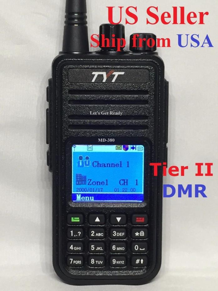 TYT MD-380 UHF Analog/Digital Tier II DMR DMR Radio USB cable Software US Seller