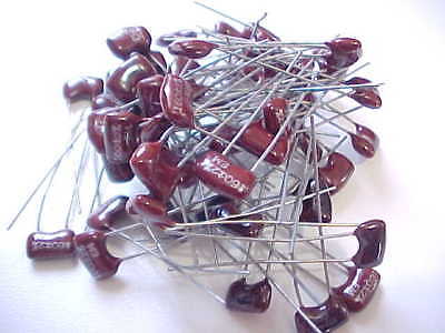 40 LOT PACK OF NOS SILVER MICA CAPACITORS 8 DIFFERENT VALUES (100 VOLT RATED)