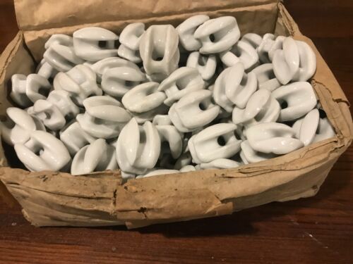 100 White Ceramic Egg Antenna Insulators 1-1/4