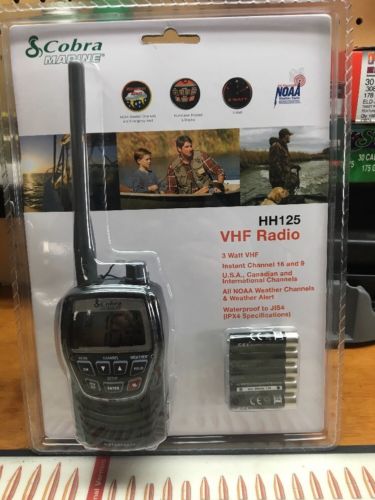 Cobra Handheld HH125 3W VHF Marine Radio NOAA US Canadian Waterproof JIS4