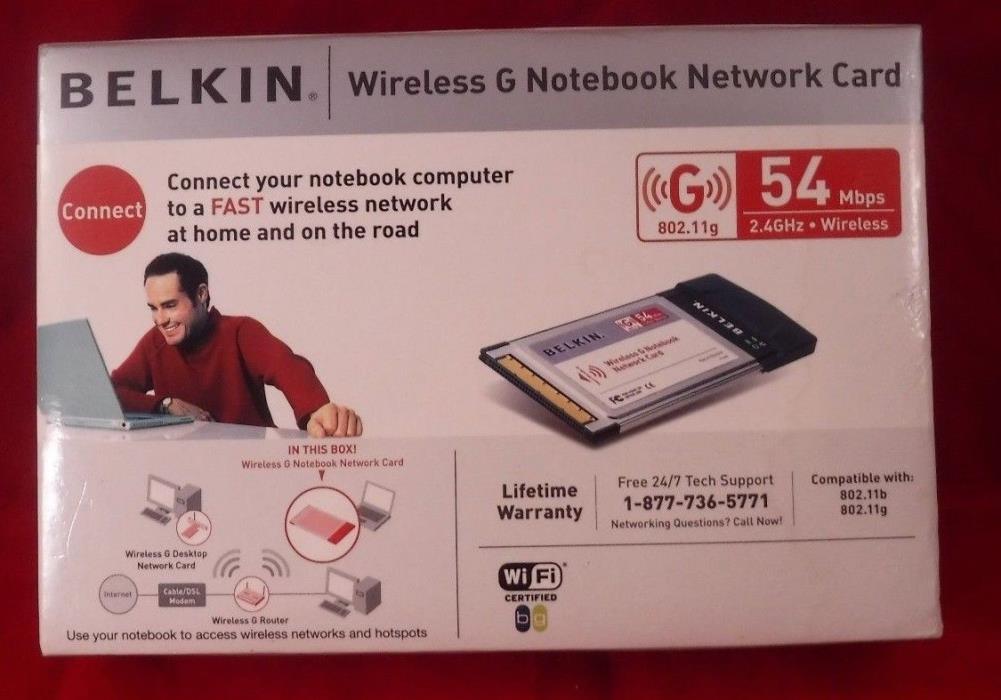 Belkin Wireless G Notebook Network Card 802.11g 2.4GHz 54Mbps F5D7010