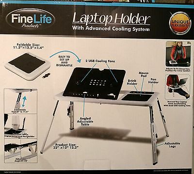 Laptop Stand Holder Dual USB Cooling System Fine Life Products New in Package