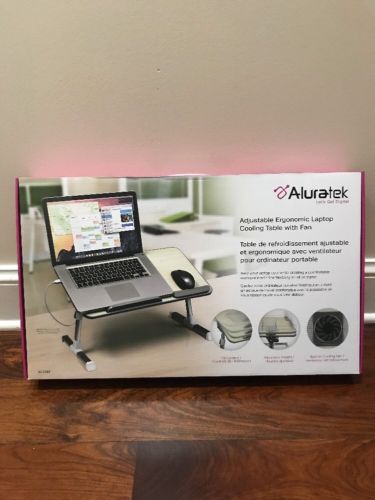 Aluratek Adjustable Ergonomic Laptop Cooling Table with Fan (act01f)