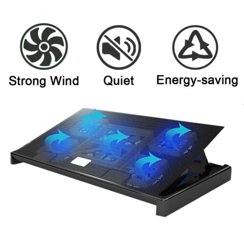 Laptop Cooling Cooler Pad Stand 5 Fan 2 USB Computer Mat for 11