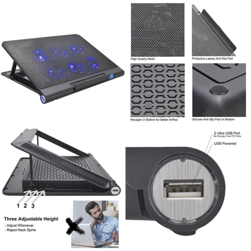 Laptop Cooling Pad 6 1000PRM Fans For 10