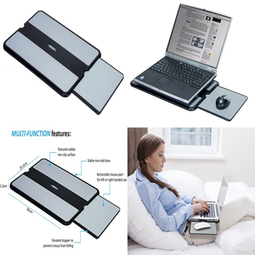 LAP005 Lappad Portable Lapdesk Notebook Stand W Retractable Mouse Tray 15.6
