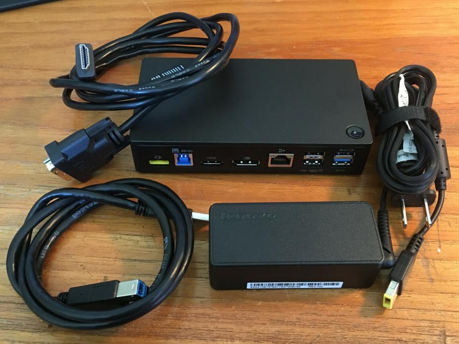 New 4K Lenovo ThinkPad USB3.0 Ultra Dock 40A8 Model DK1523, Power+USB+HDMI Cable