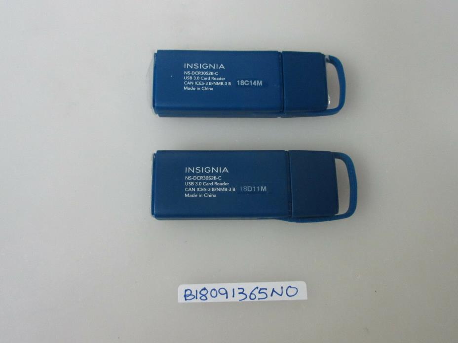 Lot of 2 Insignia USB 3.0 2-in-1 Memory Card Readers NS-DCR30S2B
