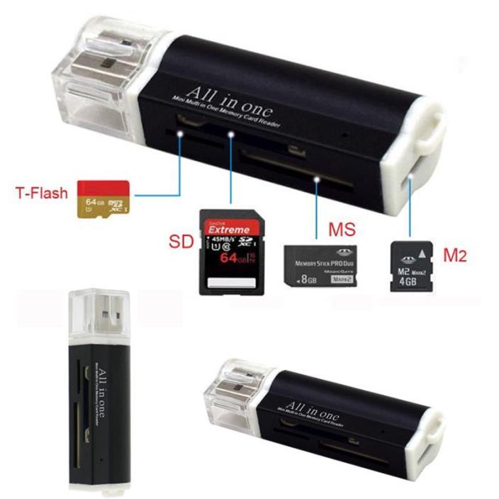 All in 1 USB2.0 Multi Memory Card Reader for SD MMC SDHC TF M2 Memory Stick
