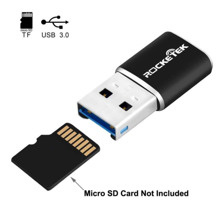 Rocketek Aluminum USB 3.0 Portable Memory Card Reader Adapter for Micro SD Card/