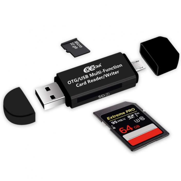 Micro USB OTG to 2.0 Adapter; SD/Micro SD Card Reader with Standard Male & Conne