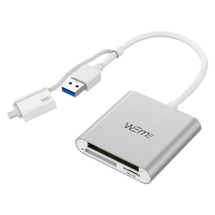 Compact Flash CF Card Reader, WEme Aluminum USB 3.0 Micro SD Converter with OTG