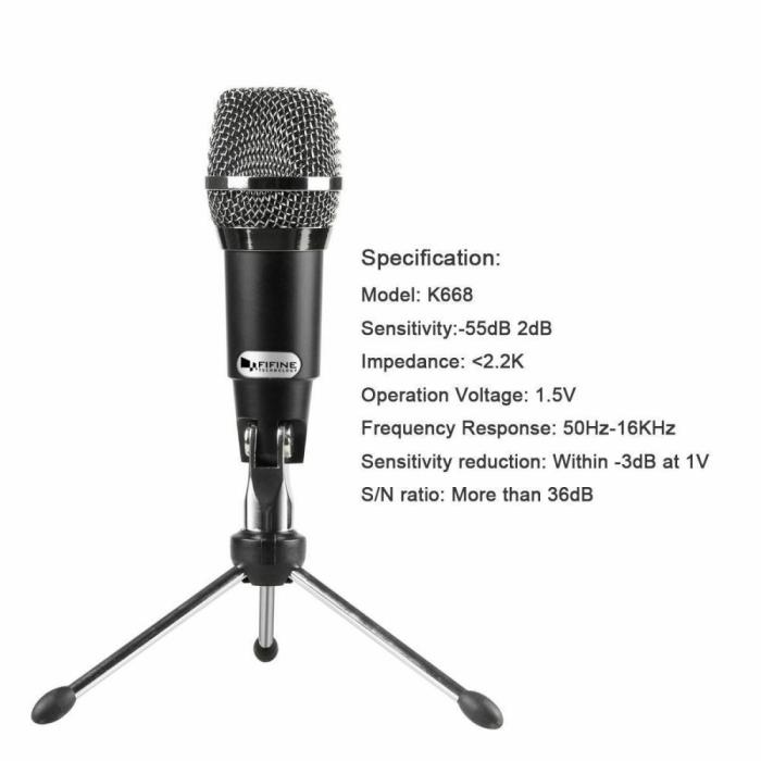 Fifine Plug & Play Home Studio USB Condenser Microphone for Windows Mac - K668