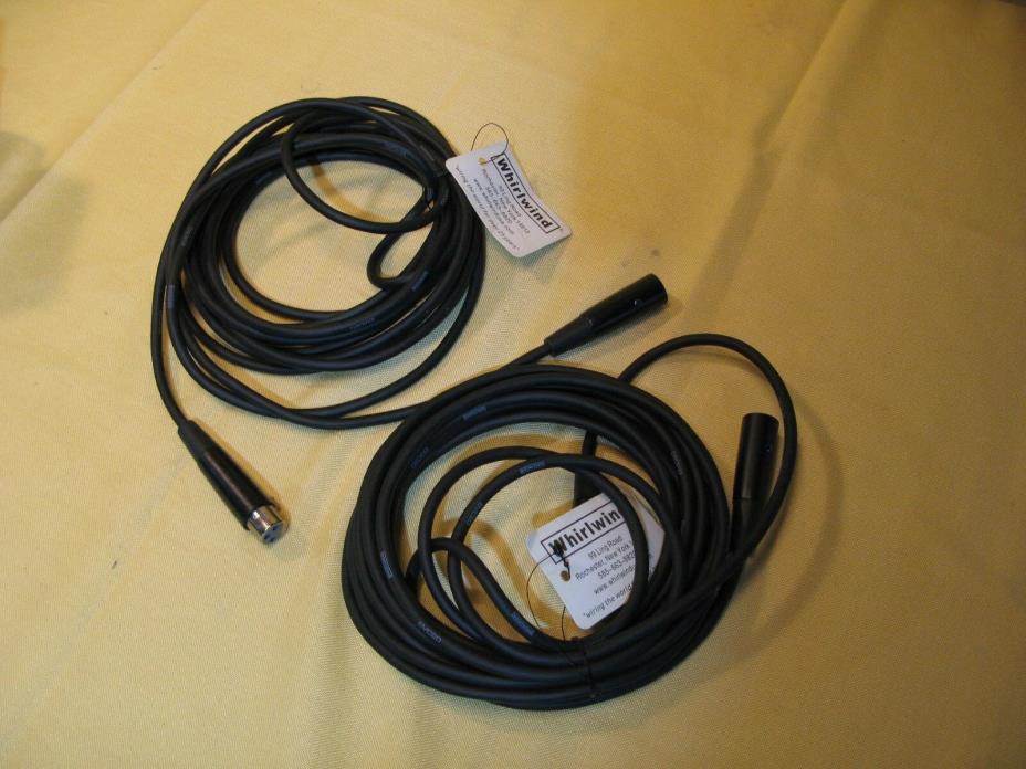 Pair (2 cables) Whirlwind EMC20 Low-Z Mic Cable 20ft. Shielded Microphone Cable
