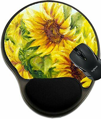MSD Mouse Pad with Wrist Rest Support 14613846 Sunny Sunflowers Oil Painting on