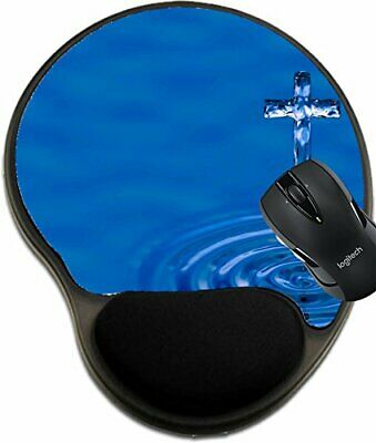 MSD Mouse Pad with Wrist Rest Support 5055695 Blue Water Ripple as Cross Religio