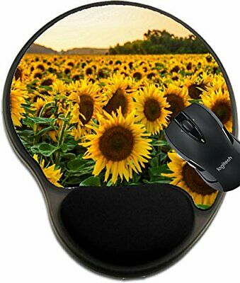 MSD Mouse Pad with Wrist Rest Support Sunflower Field in Sunny Summer Day Image
