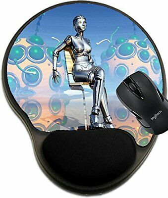MSD Mouse Pad with Wrist Rest Support 30200809 Female Robot on a Chair