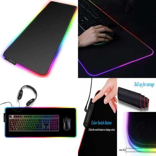 RGB Gaming Soft Mouse Pad LARGE Portable Glowing Led Extended Mat Non Slip Rubbe