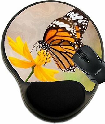 MSD Mouse Pad with Wrist Rest Support 20702169 Monarch Butterfly on a Flower