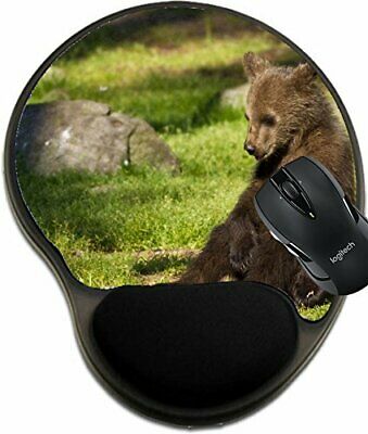 MSD Mouse Pad with Wrist Rest Support 11151485 Young Brown Bear cub Sitting Down