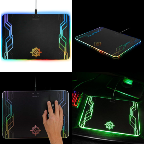LED Gaming Mouse Pad RGB Hard Mousepad W 7 Light Up Modes & Brightness Controls