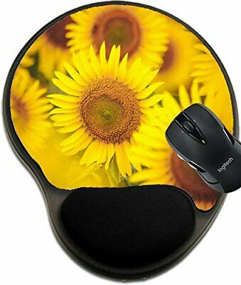 MSD Mouse Pad with Wrist Rest Support Group of Yellow Sunflowers in Field Close
