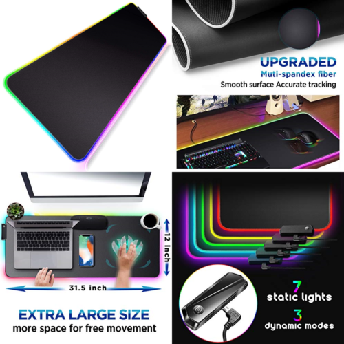 Upgrade Mutispandex Fiber Smooth Fast Movement RGB Led Gaming Mouse Pad Extra LA