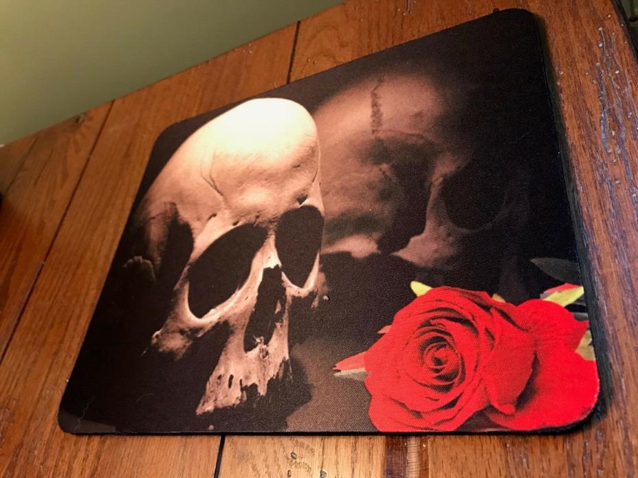 Skull W/ Rose Mouse Pad 9.25 x 7.75 x .25 Occult Demons Satanic Gothic Mousepad