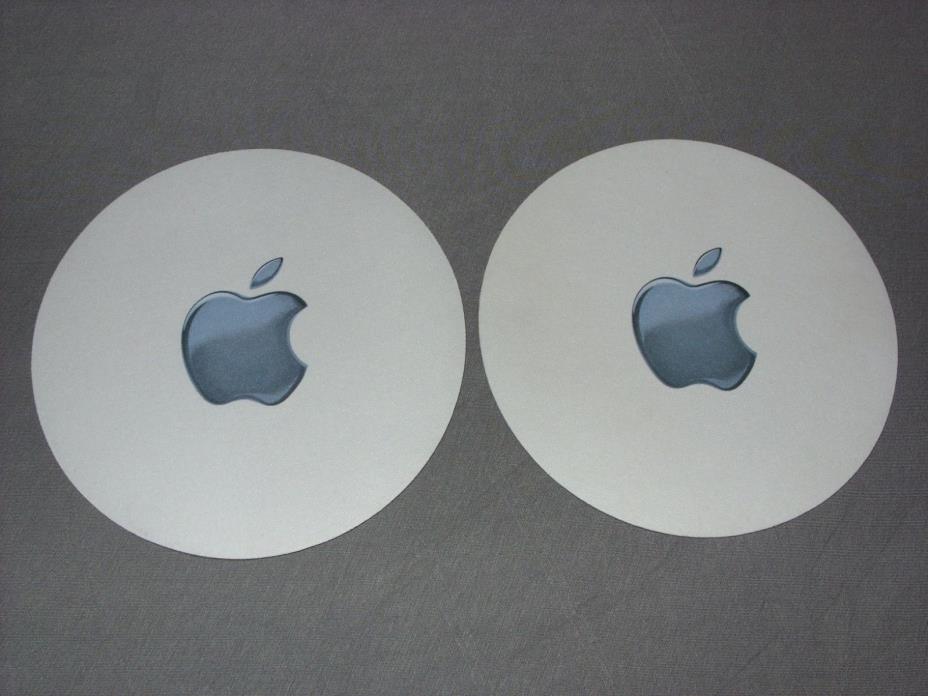 2 Vintage Apple Round Neoprene Mouse Pads - New Old Stock, Never Used