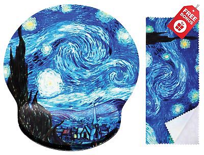 Van Gogh Starry Night Ergonomic Design Mouse Pad with Wrist Rest Hand Support...