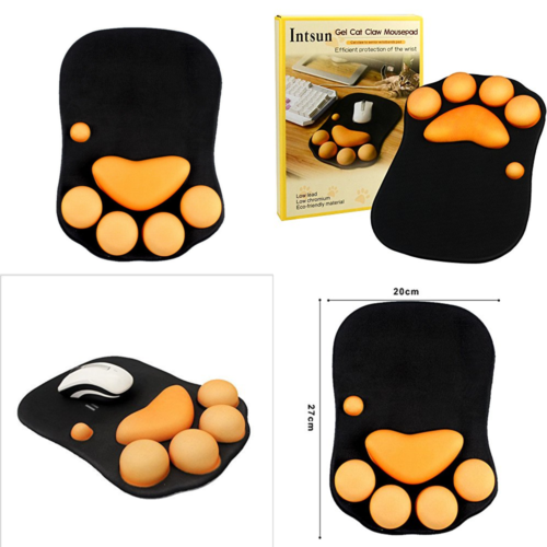 Cat Paw Mouse Pad W Wrist Support Non Slip Ergonomic Mousepad Soft Silicone Rest